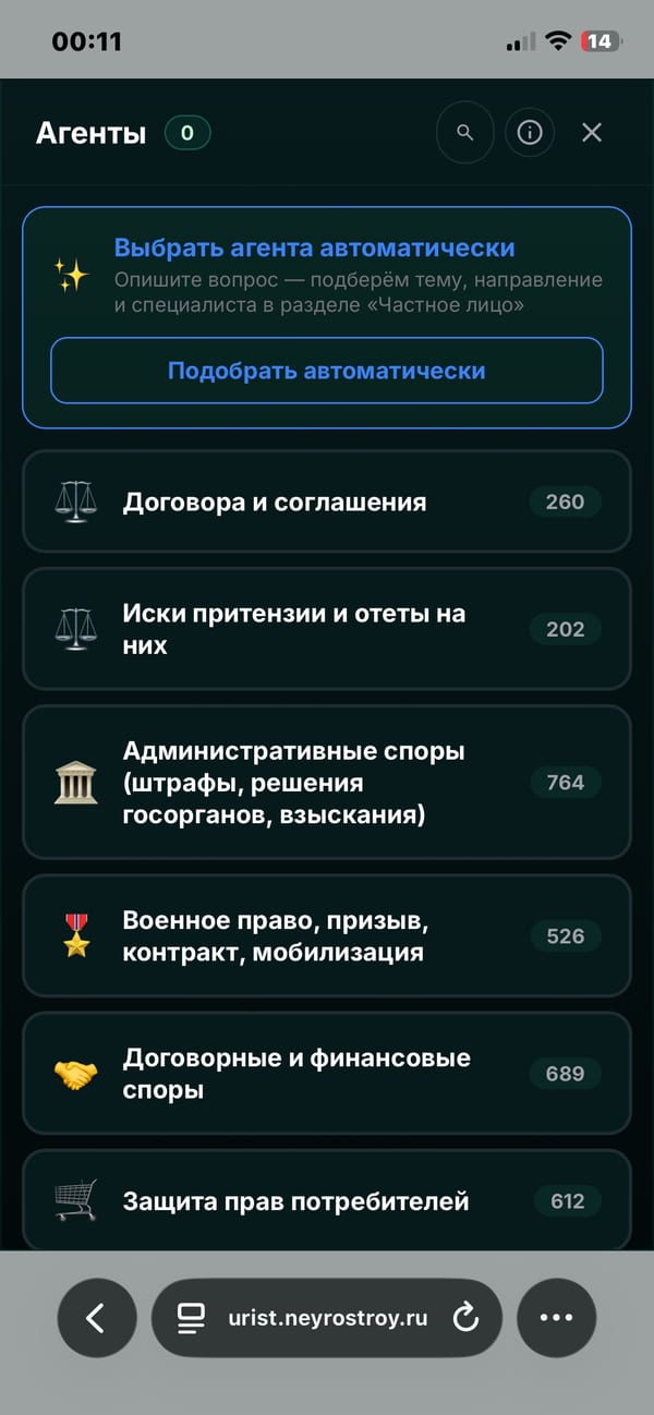 Каталог тем нейроюриста на телефоне